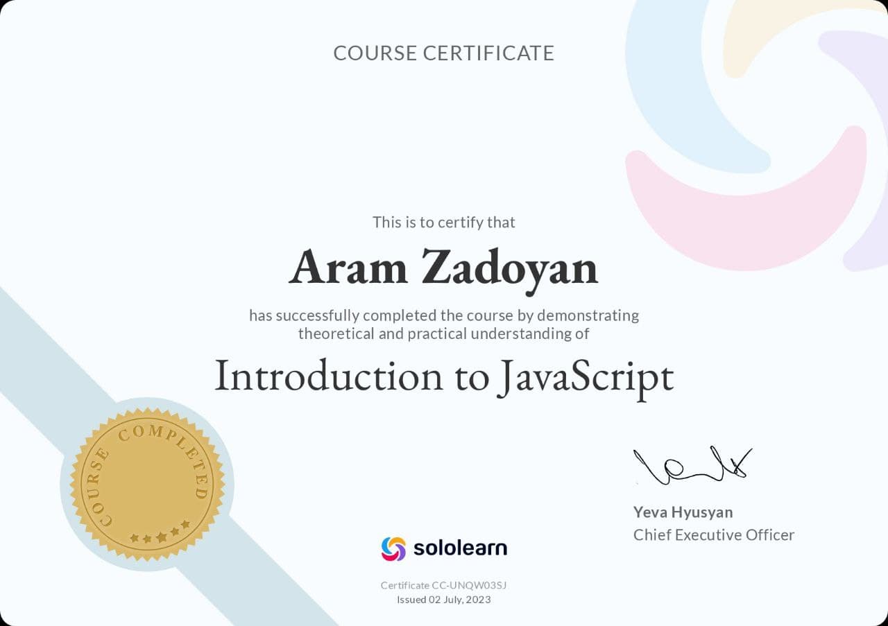 Image Sololearn Introduction to JavaScript